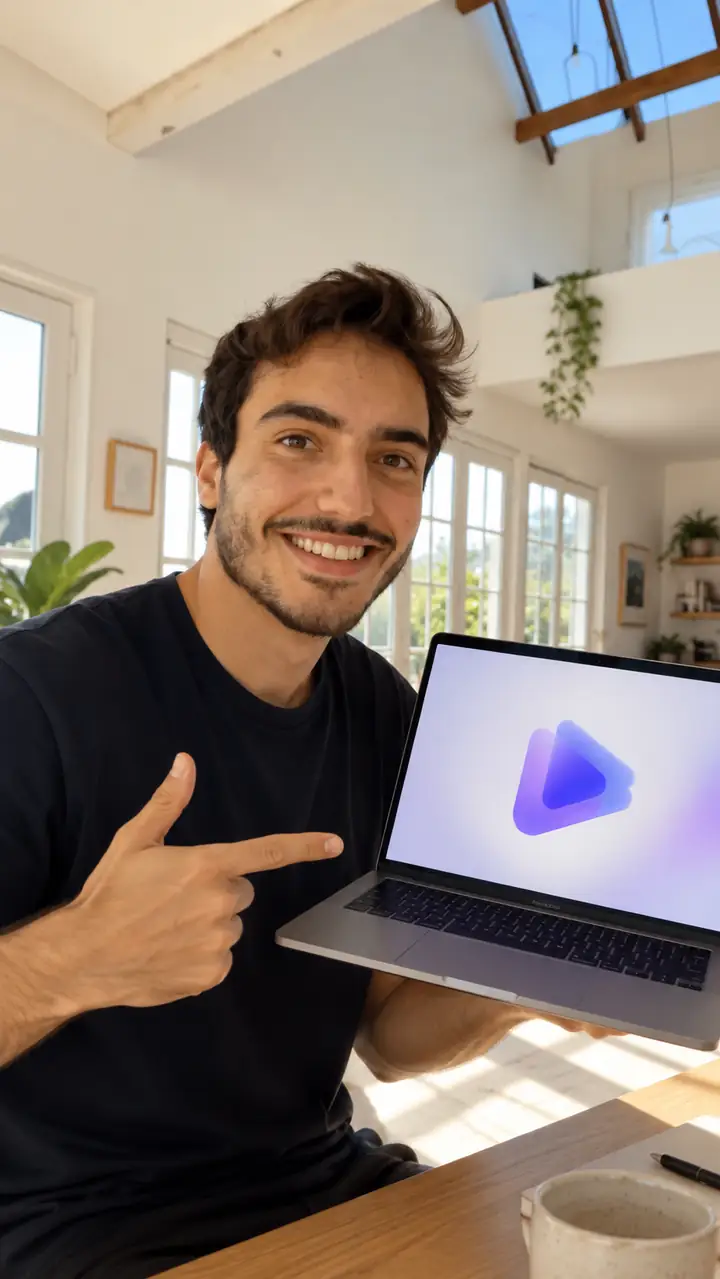 AI actor holding a product
