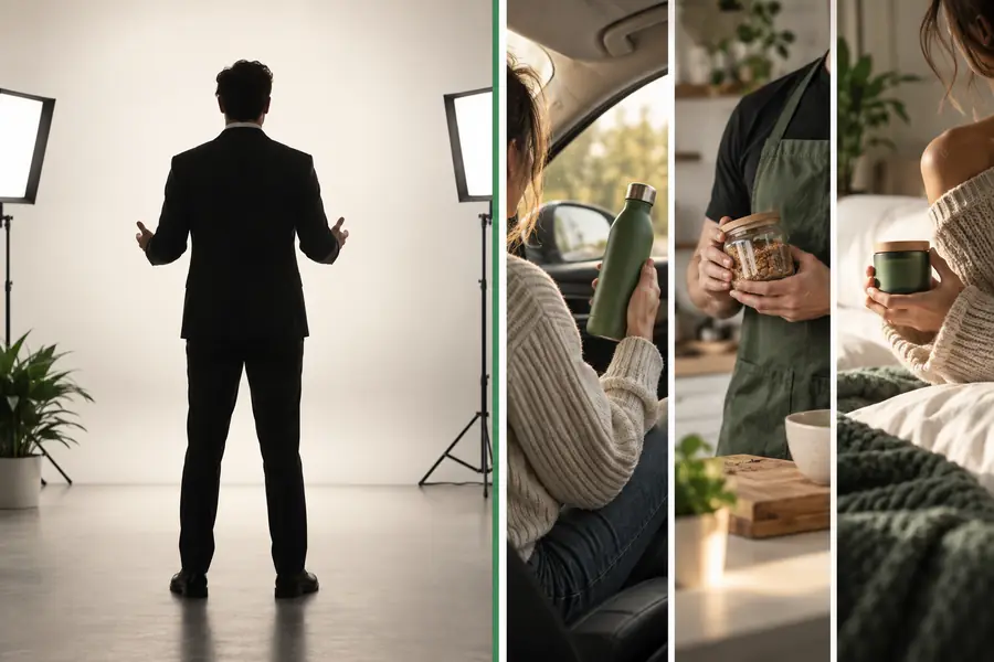 AI actor presenting a product advertisement